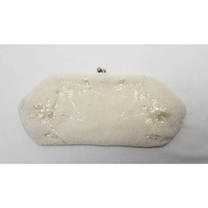 Vintage Walborg Belgium‎ White Beaded Clutch Purse Stunning Flowers